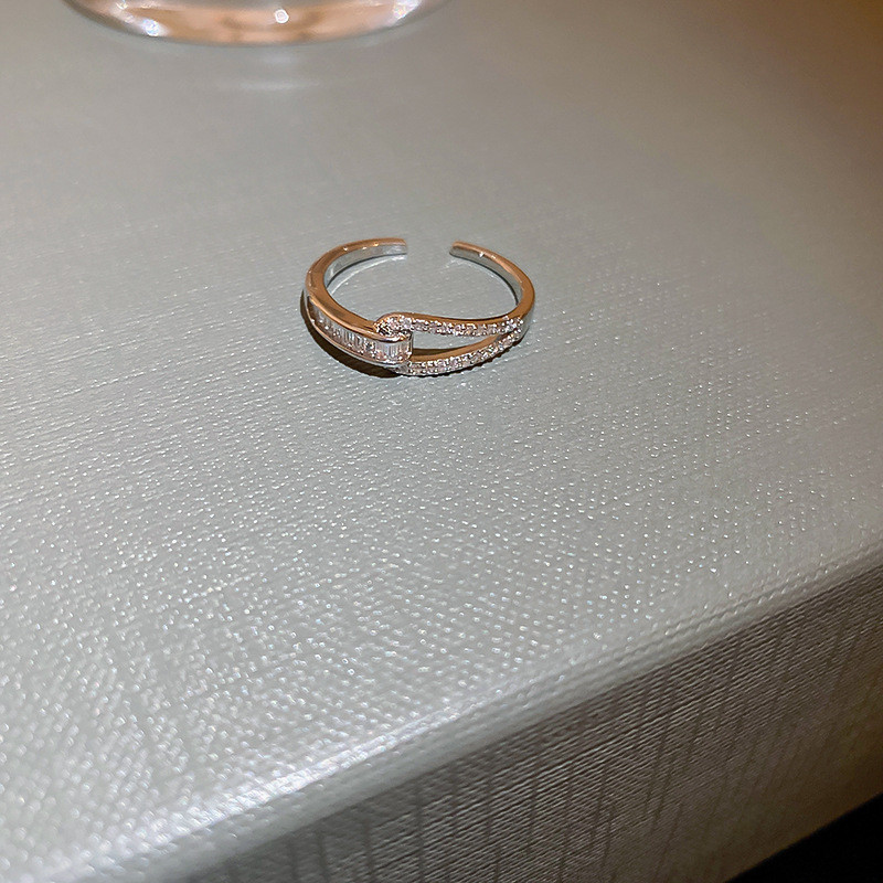 Mô tả DREJEW Nhẫn Hở Đan Chéo Đính Đá Zircon Phong Cách Hàn Quốc Thời Trang - 7