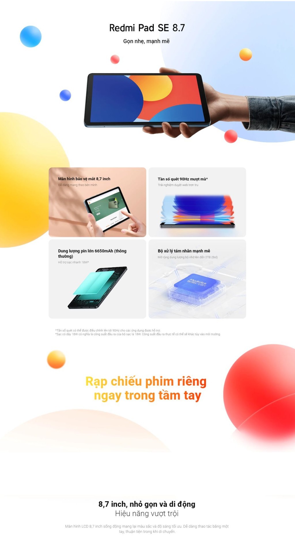 Mô tả Máy tính bảng Redmi Pad SE 8.7 Wifi (4+128GB) | LCD 90Hz | MediaTek Helio G85 8 | Pin 6650mAh - 2