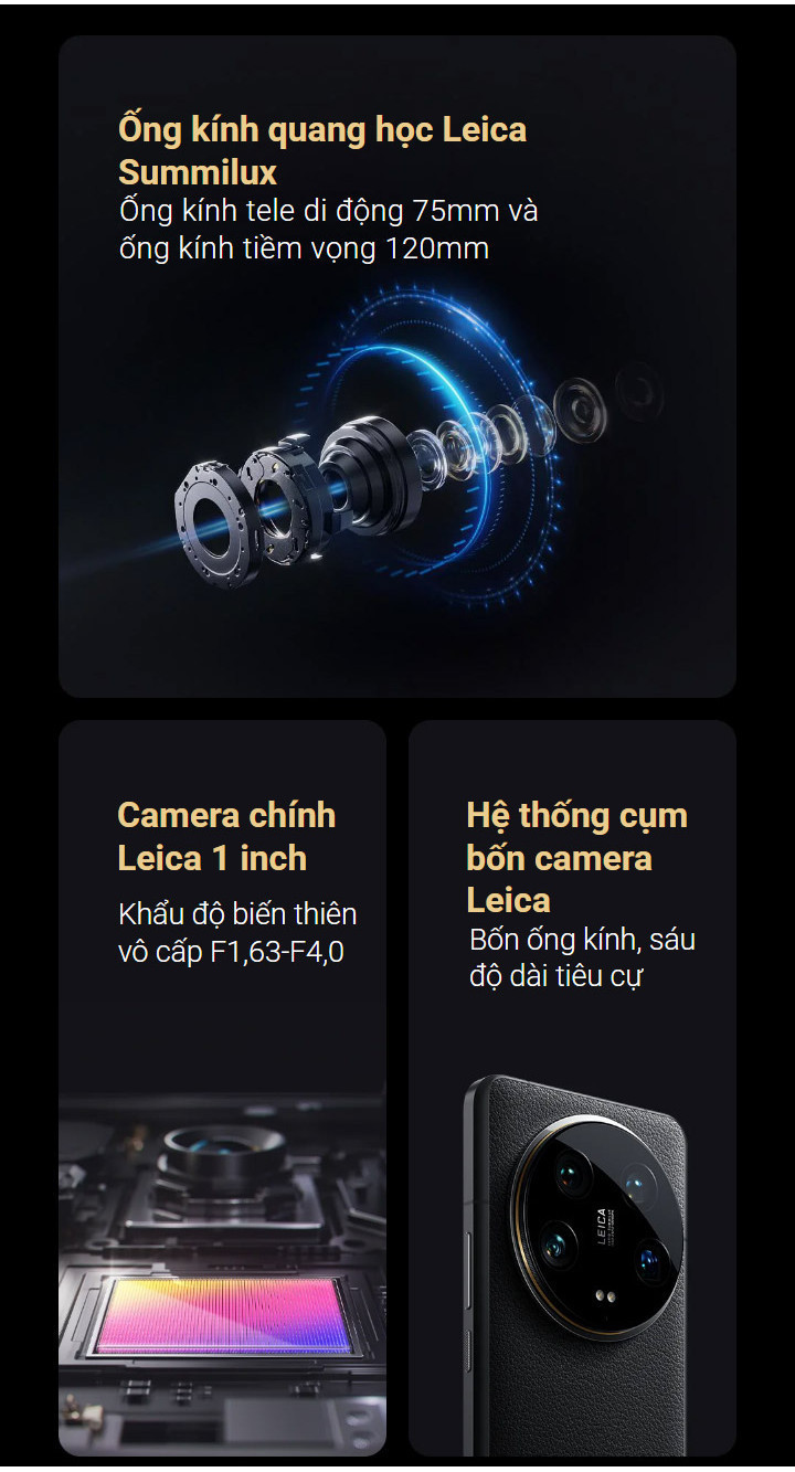 Mô tả Điện thoại thông minh Xiaomi 14 Ultra (16+512GB) | Màn hình 6.73" WQHD+ AMOLED 120Hz | Camera Leica | Snapdragon® 8Gen3 - 4