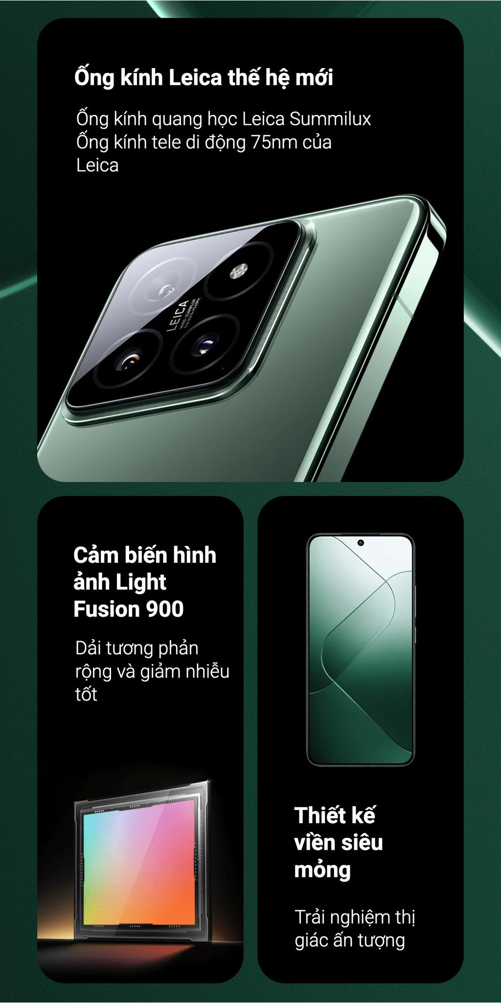 Mô tả Điện thoại thông minh Xiaomi 14 (12+256GB) | Màn hình 6.36" AMOLED 120Hz | Camera Leica | Ligh Fushion 900 | SD® 8Gen3 - 6