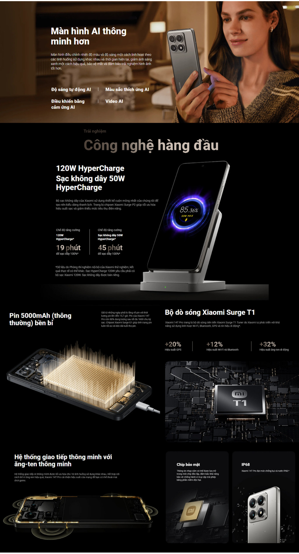 Mô tả [NHẬP MÃ XM500 GIẢM 500K] Điện thoại thông minh Xiaomi 14T Pro (12+512GB) | Light Fusion 900 | MD 9300+ | Pin 5000mAh - 12