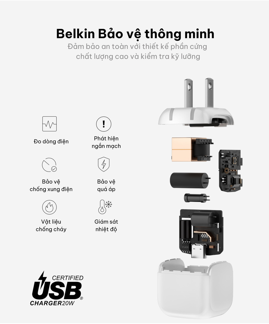 Mô tả Củ sạc nhanh 20W PD Belkin Cube Wall Charger, Thiết kế gọn nhẹ, tương thích với hầu hết thiết bị - 6