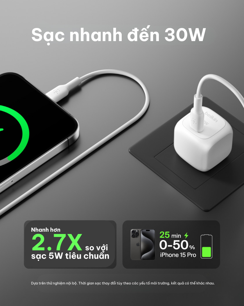 Củ sạc nhanh 30W Belkin USB-C PD PPS Cubic Wall Charger màu trắng | Shopee  Việt Nam