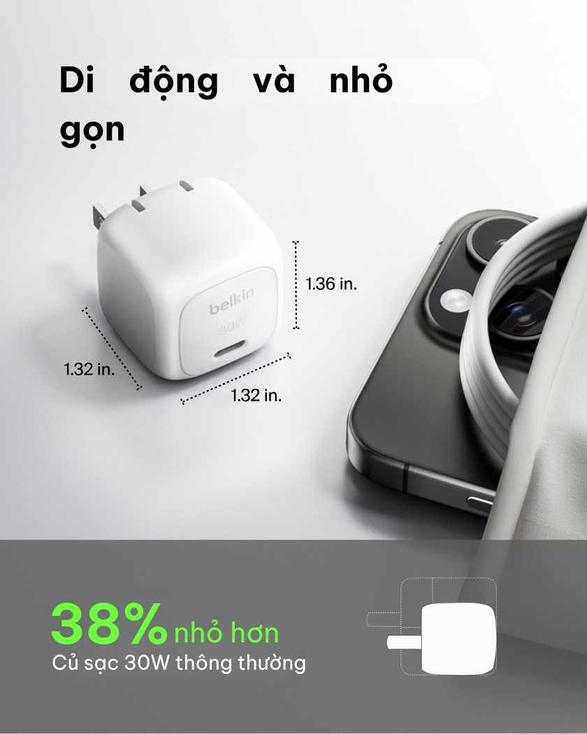 Củ sạc nhanh 30W Belkin USB-C PD PPS Cubic Wall Charger màu trắng | Shopee  Việt Nam