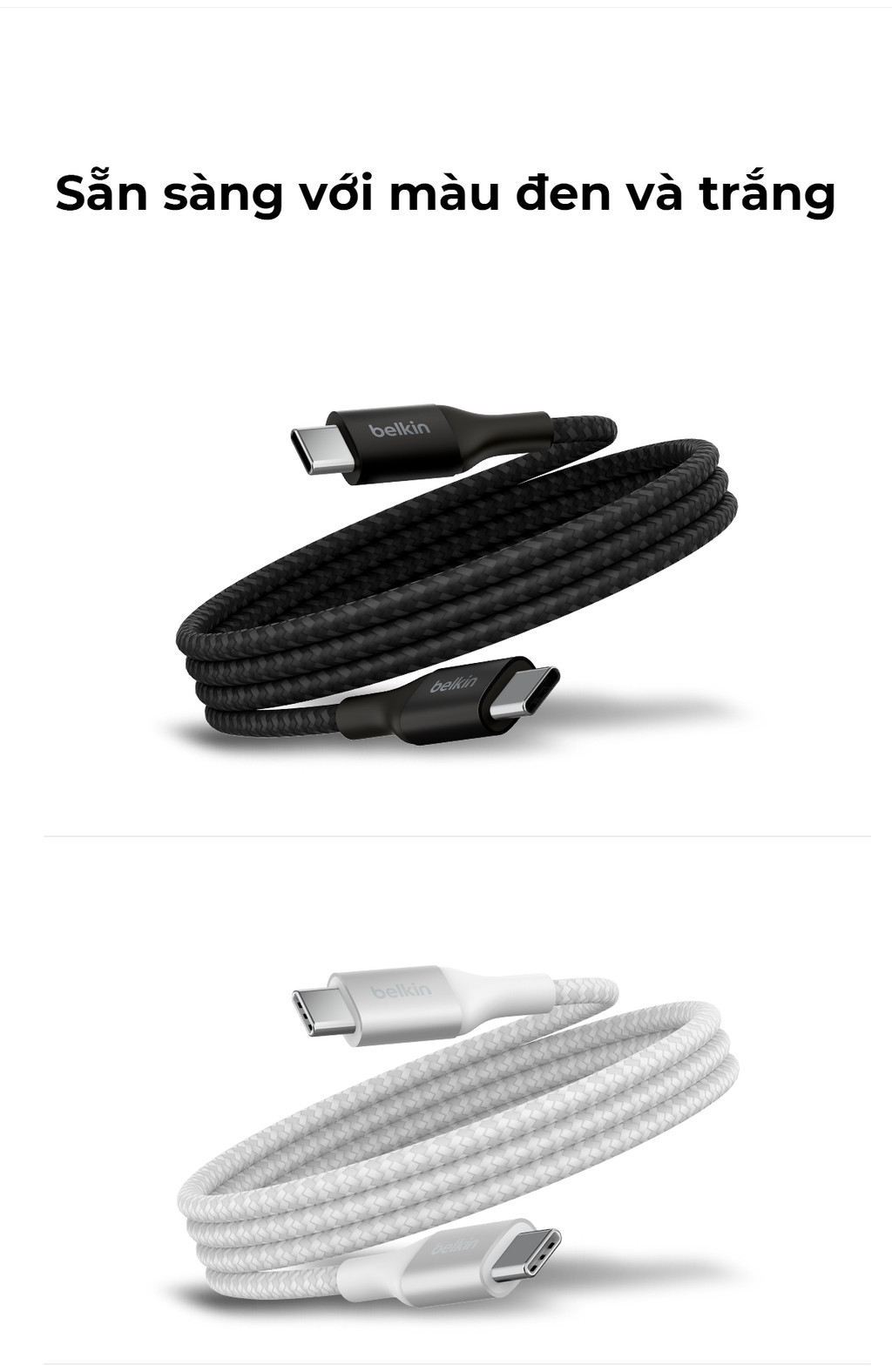 Mô tả Cáp USB C - C vỏ dù, công suất 240W, USB-C PD3.1, 2 mét, màu đen Belkin - 9