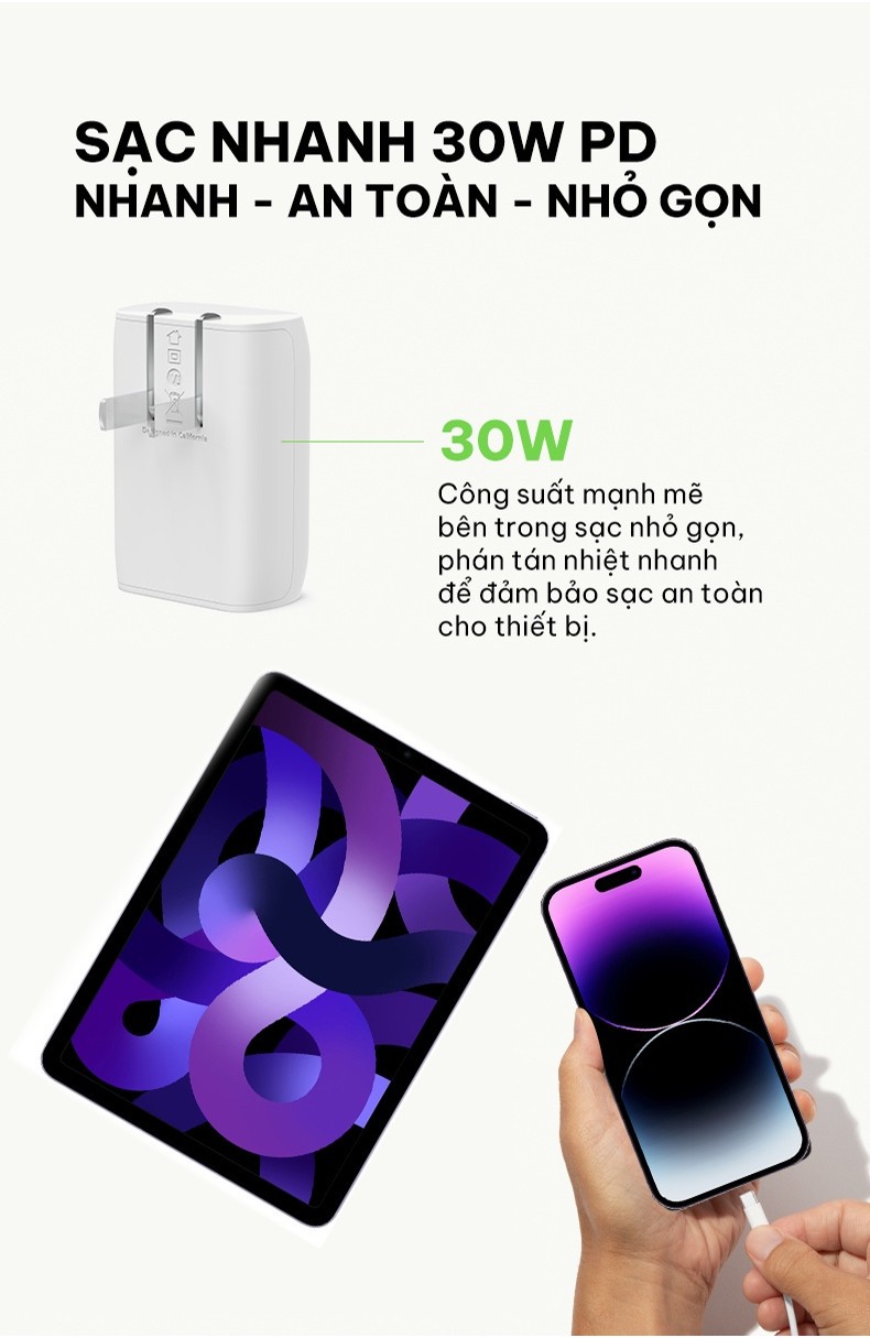 Mô tả Sạc nhanh BOOST↑CHARGE Belkin 30W USB-C PD 3.0 PPS B7 (tương thích iPhone 15) - 3