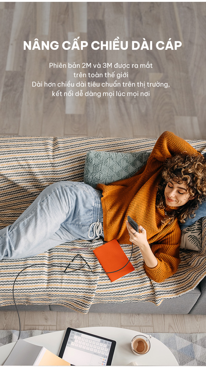 Mô tả Cáp sạc nhanh USB Type C - C BOOST↑CHARGE™ Belkin 100W vỏ dù, 2M - 4