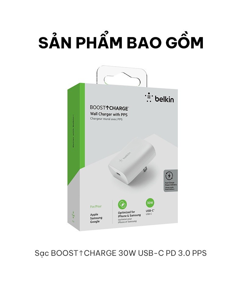 Mô tả Sạc nhanh BOOST↑CHARGE Belkin 30W USB-C PD 3.0 PPS B7 (tương thích iPhone 15) - 7