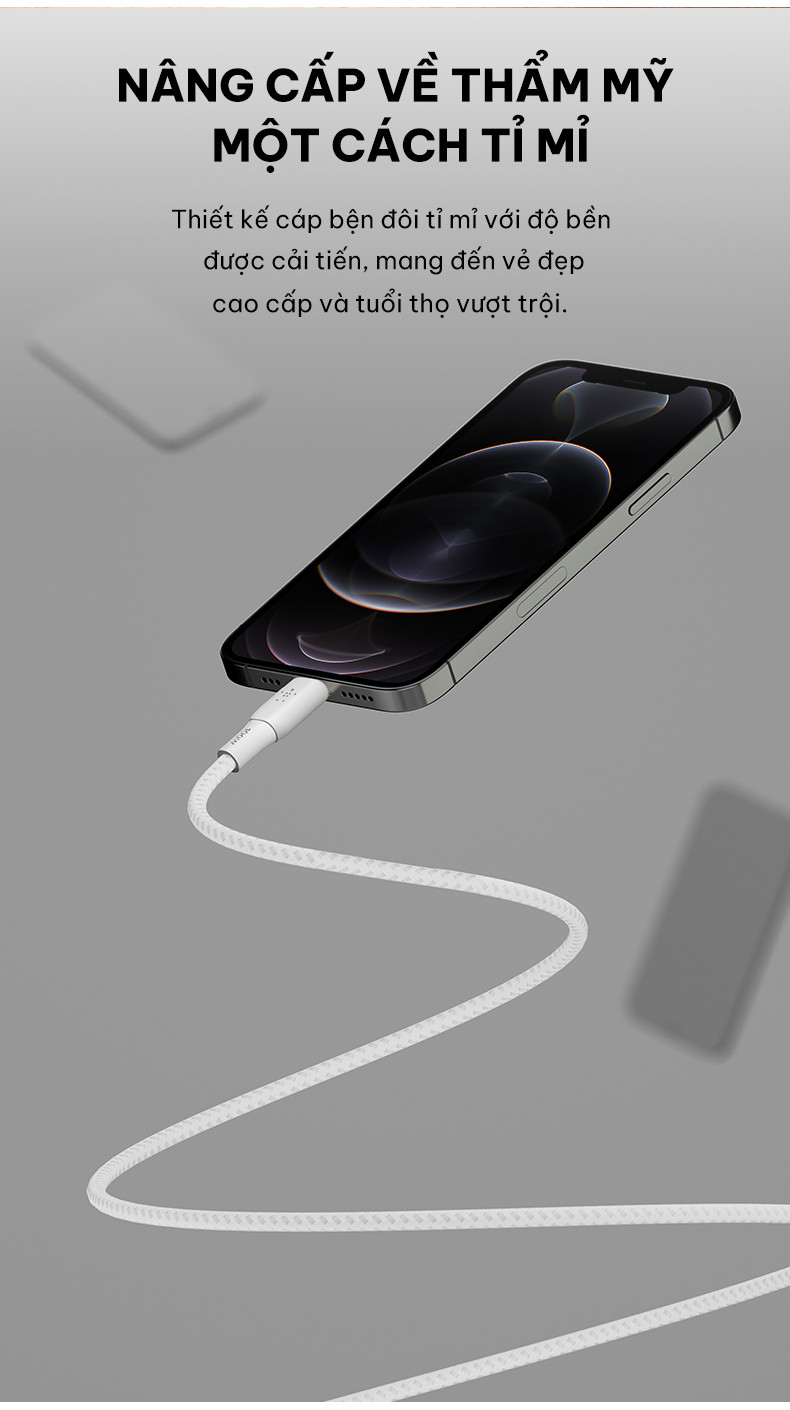 Mô tả Cáp sạc nhanh USB Type C - C BOOST↑CHARGE™ Belkin 100W vỏ dù, 2M - 6