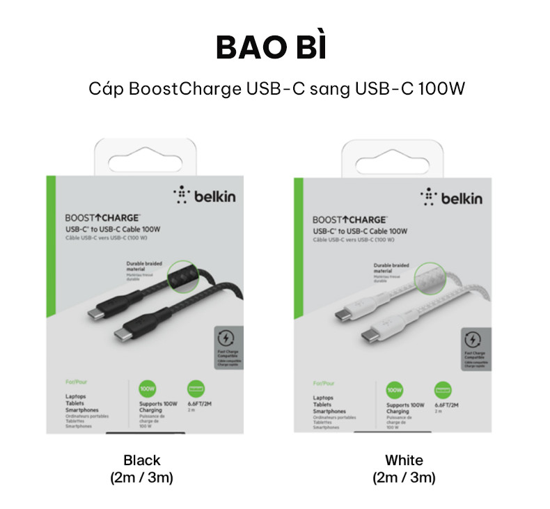 Mô tả Cáp sạc nhanh USB Type C - C BOOST↑CHARGE™ Belkin 100W vỏ dù, 2M - 11