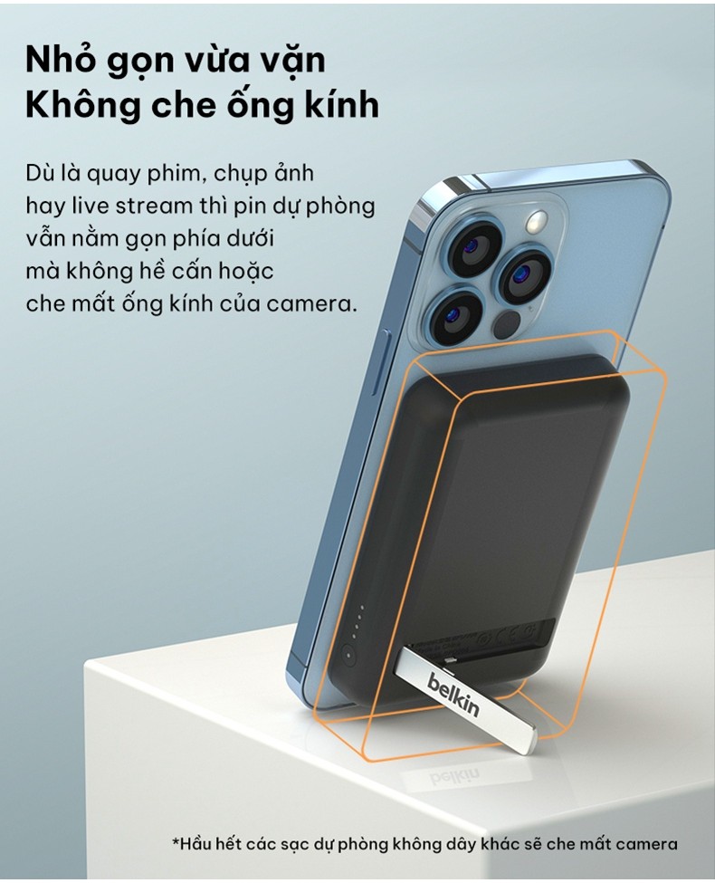 Mô tả Pin sạc dự phòng không dây Belkin BOOSTCHARGE Magnetic 7.5W 5.000mAh có chân chống, cáp đi kèm C-C 1m - BPD004bt - 7