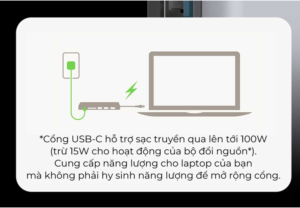 Mô tả Hub chuyển đổi Belkin 7 trong 1 USB-C Multiport - HDMI 4K 30Hz, 100W PD, 2xUSB-A 3.0, 3.5 mm audio, SD 3.0,microSD 3.0 - 6