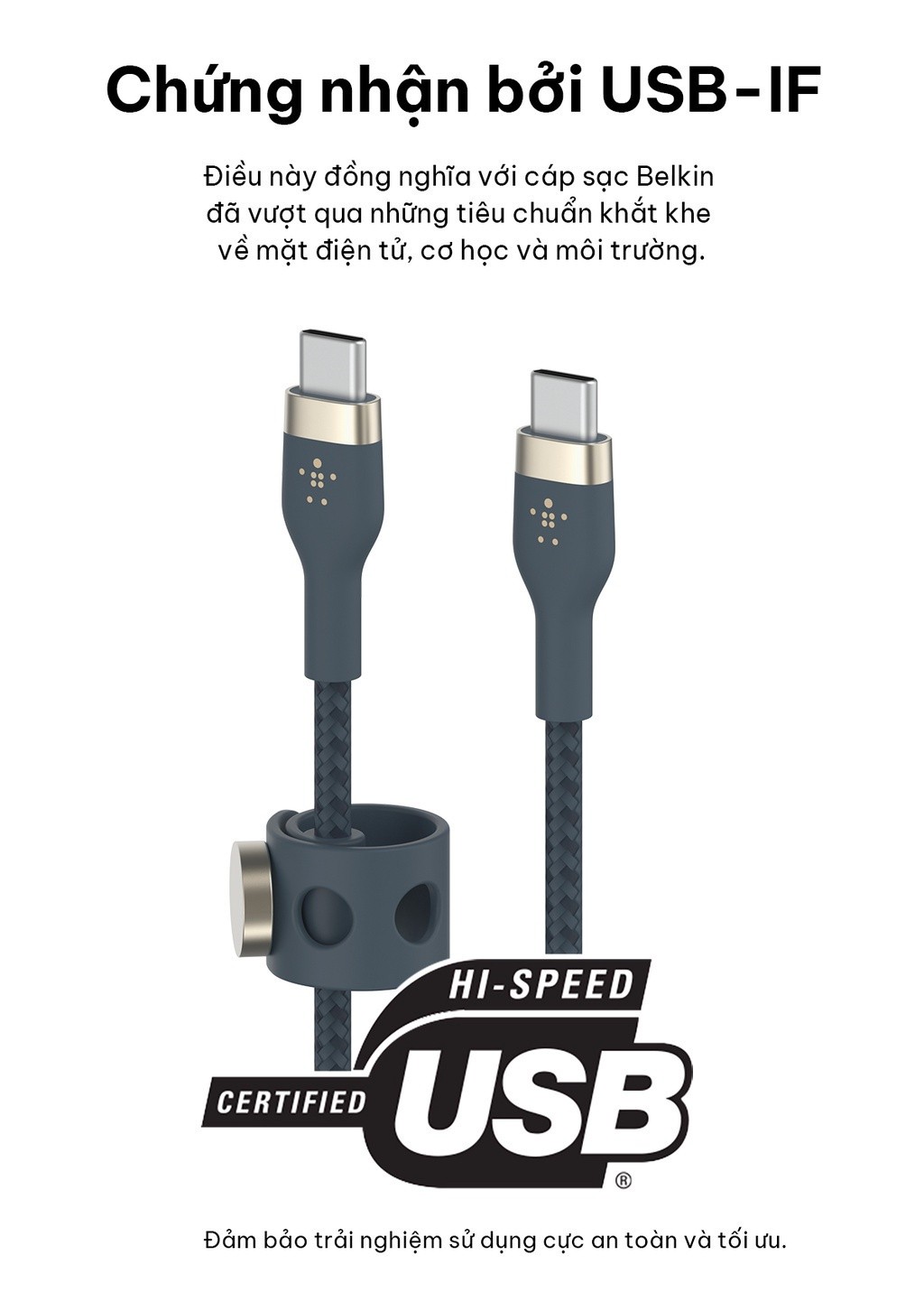 Mô tả Cáp sạc nhanh USB Type C - C BOOST↑CHARGE™ PRO Flex Belkin vỏ silicone bọc dù 60W 1M B7 (tương thích iPhone 15) - 5