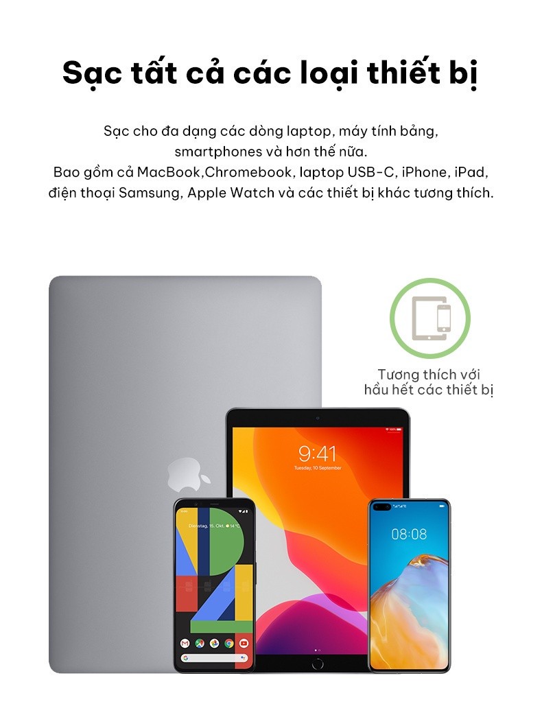Mô tả Sạc nhanh BOOST↑CHARGE™ PRO Belkin 108W (4 cổng) GaN - 2 USB C và 2 USB A B7 (tương thích iPhone 15) - 7