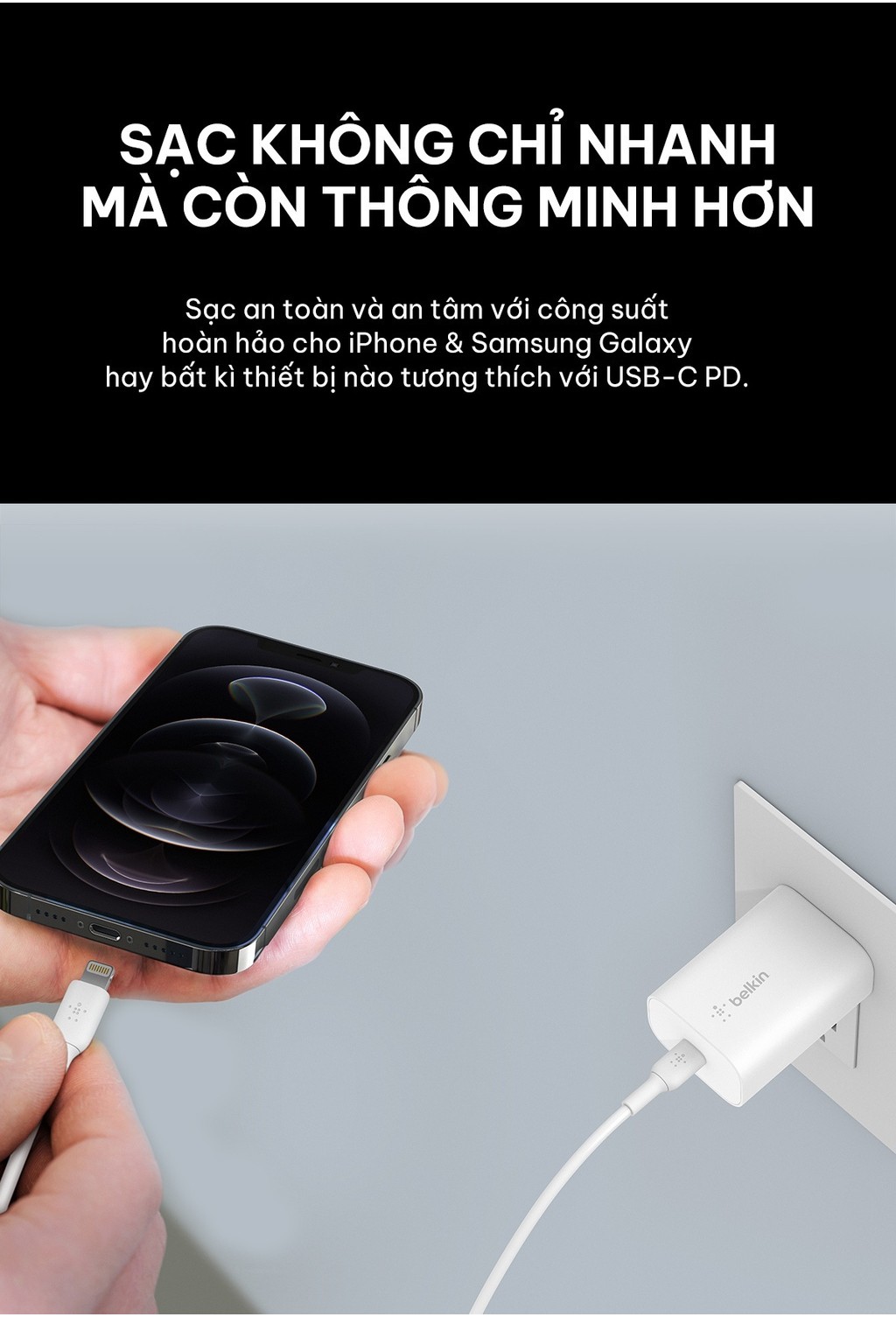 Mô tả Củ sạc nhanh Belkin BOOST↑CHARGE™ 25W, chuẩn USB-C PD PPS, sạc nhanh an toàn cho thiết bị - 2