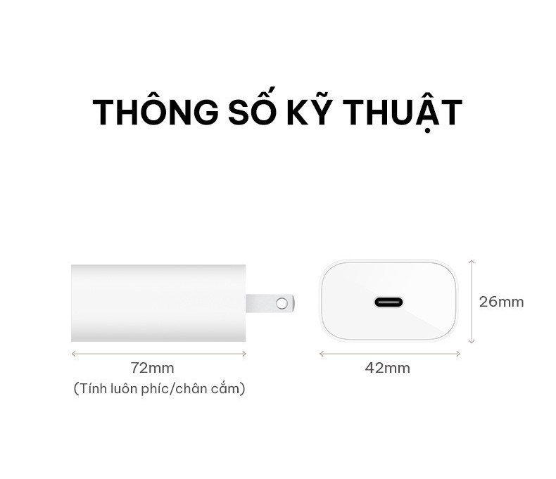 Mô tả Củ sạc nhanh Belkin BOOST↑CHARGE™ 25W, chuẩn USB-C PD PPS, sạc nhanh an toàn cho thiết bị - 7