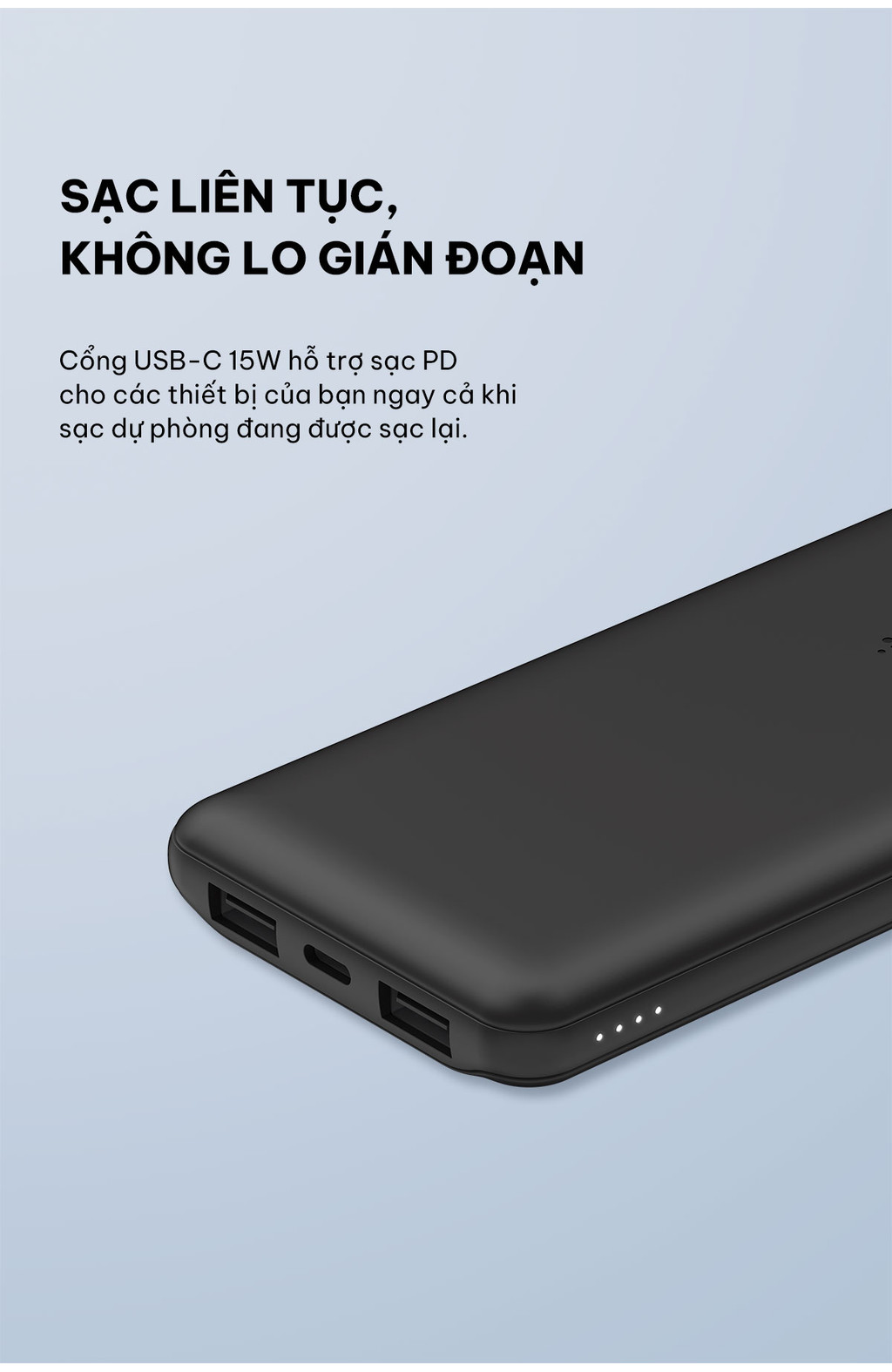 Mô tả Pin sạc dự phòng Belkin Polymer Pocket Power 10,000 mAh, USB-C 15W , cáp đi kèm A-C Belkin (tương thích iPhone 15) - 5