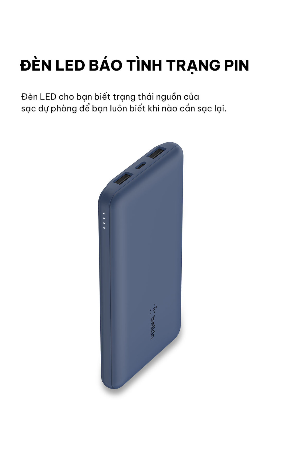 Mô tả Pin sạc dự phòng Belkin Polymer Pocket Power 10,000 mAh, USB-C 15W , cáp đi kèm A-C Belkin (tương thích iPhone 15) - 6