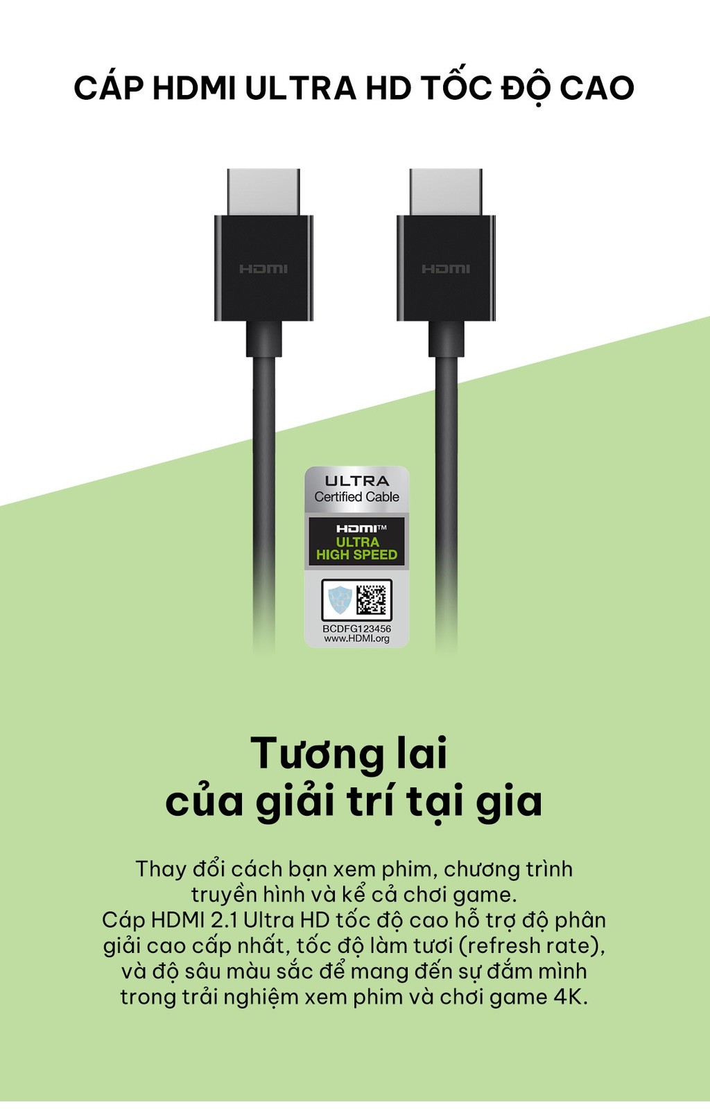 Mô tả Cáp HDMI 2.1 Belkin Ultra HD 8K tương thích với Dolby Vision™  dài 2 mét AV10175 - 3