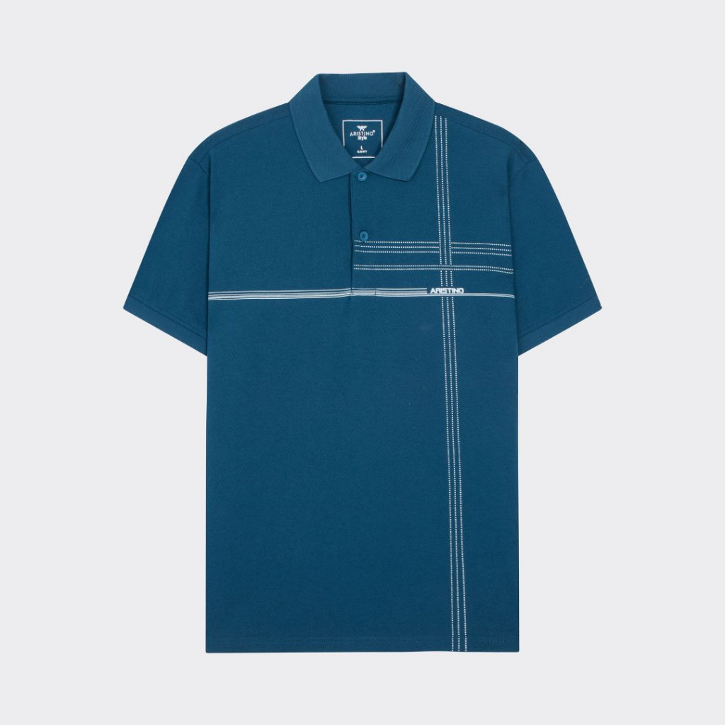 Mô tả Áo polo nam Aristino Slim fit, thiết kế cổ dệt lịch sự, họa tiết kẻ cách điệu trẻ trung hiện đại - APS046S3 - 1