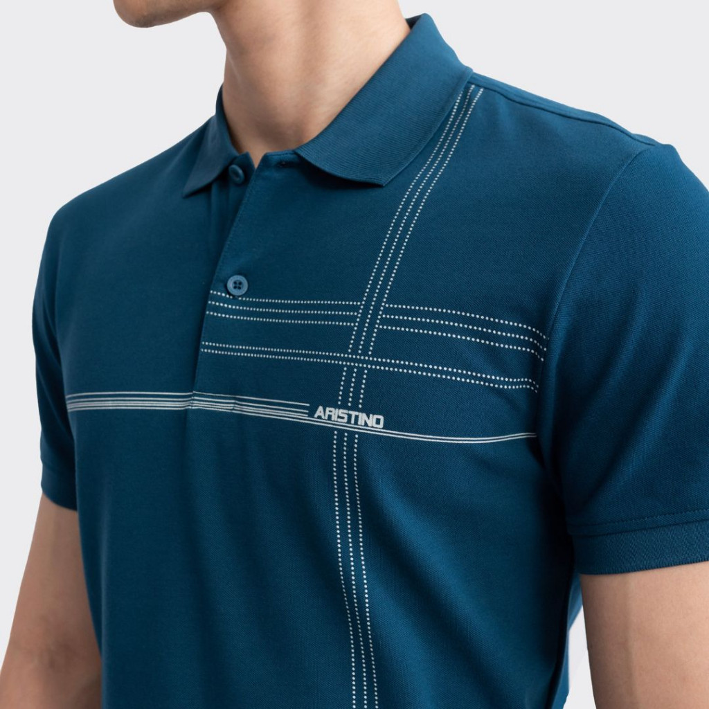 Mô tả Áo polo nam Aristino Slim fit, thiết kế cổ dệt lịch sự, họa tiết kẻ cách điệu trẻ trung hiện đại - APS046S3 - 2