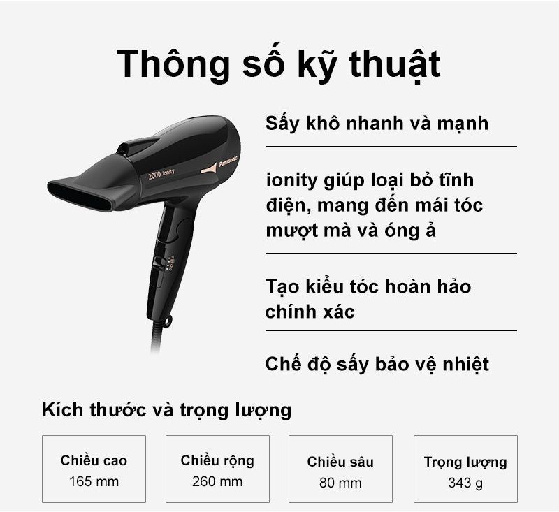 Mô tả Máy Sấy Tóc Ionity Panasonic EH-NE66-K645 - Tay Cầm Gấp Tiện Lợi - BH 12 Tháng - 10