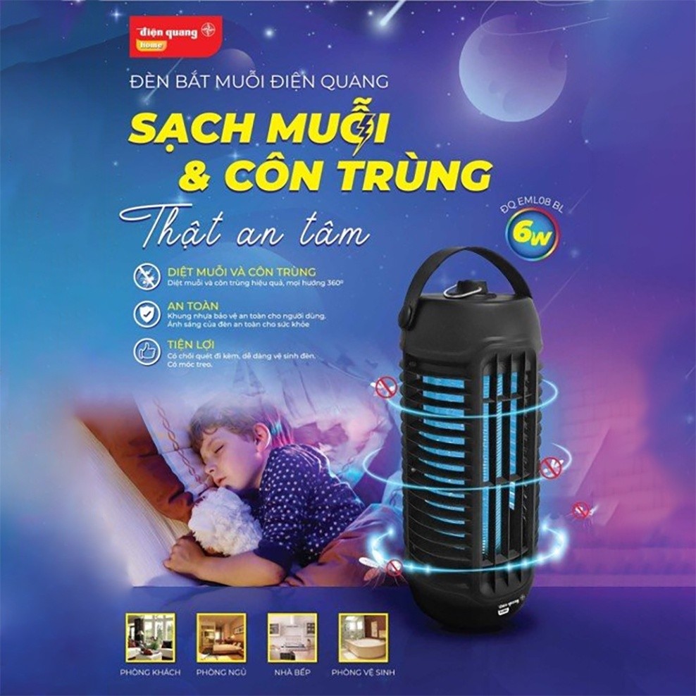 Đèn bắt muỗi Điện Quang ĐQ EML08 BL
