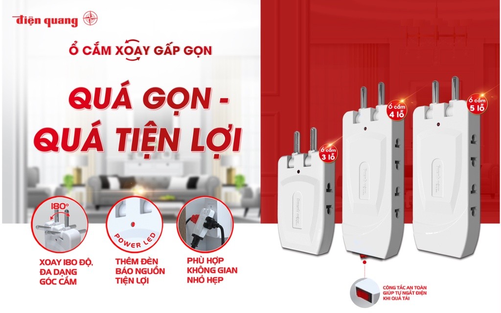 Ổ cắm xoay gấp gọn Điện Quang ĐQ ESK RT