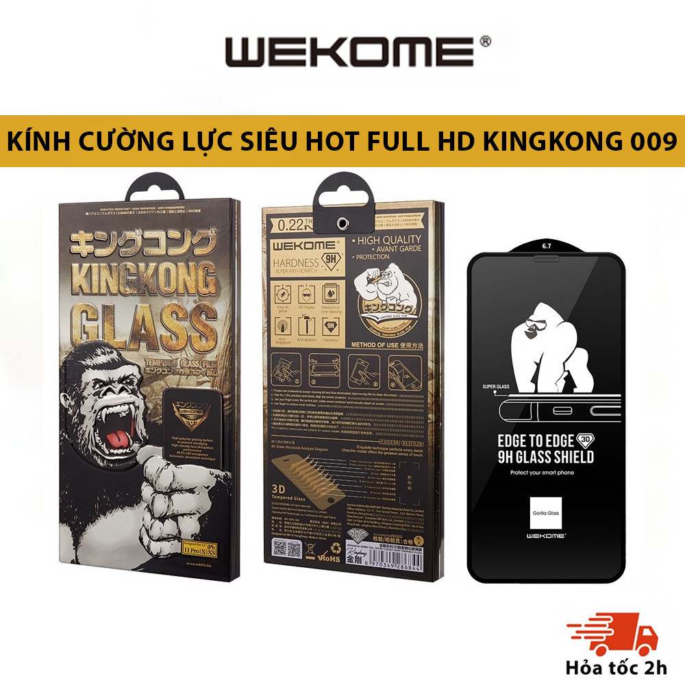 Mô tả Kính cường lực KINGKONG WEKOME 009 hộp sắt chống vỡ siêu tốt IPHONE 11 12 13 14 15 16 Pro Plus Promax - 1