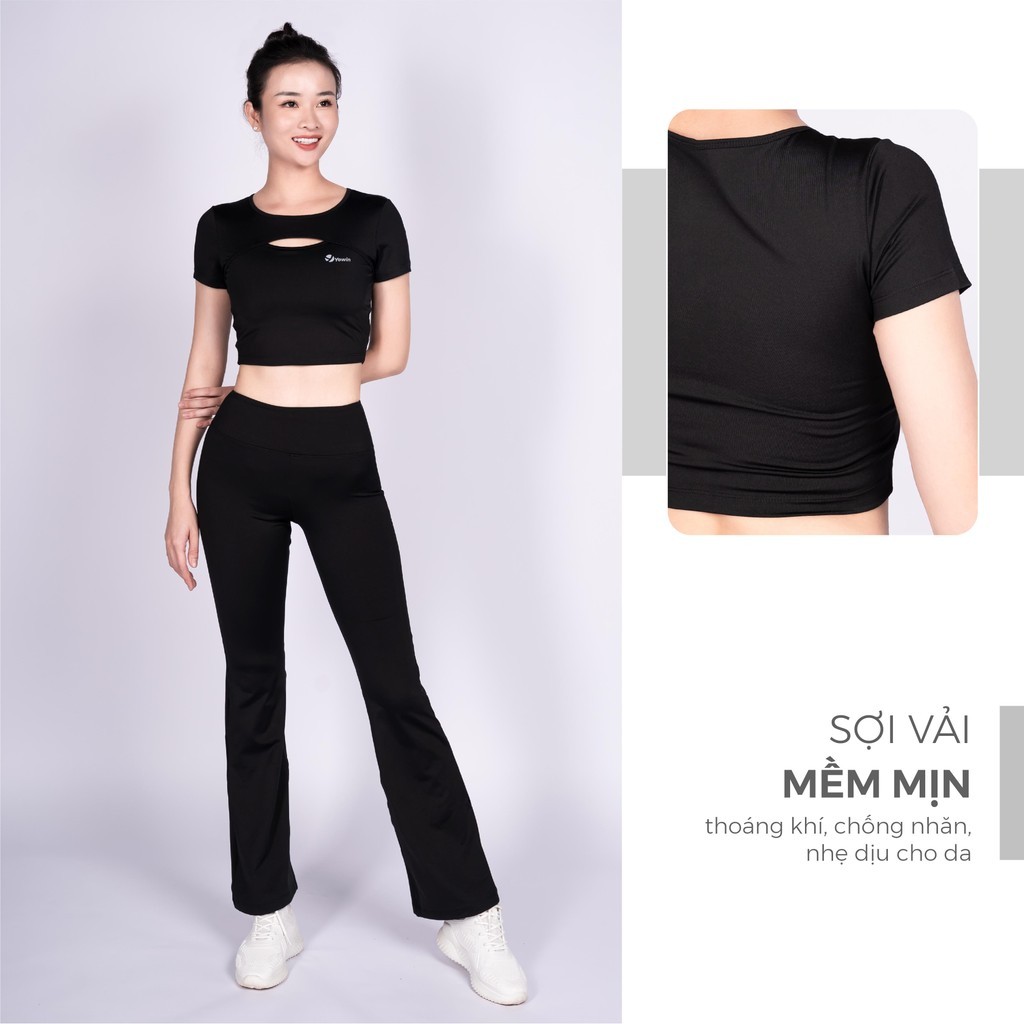 Mô tả Yowin Bộ Tập Yoga Gym Nữ YW24-N01-F503 Áo Croptop Kèm Đệm Rời & Quần Ống Loe Co Giãn - 2