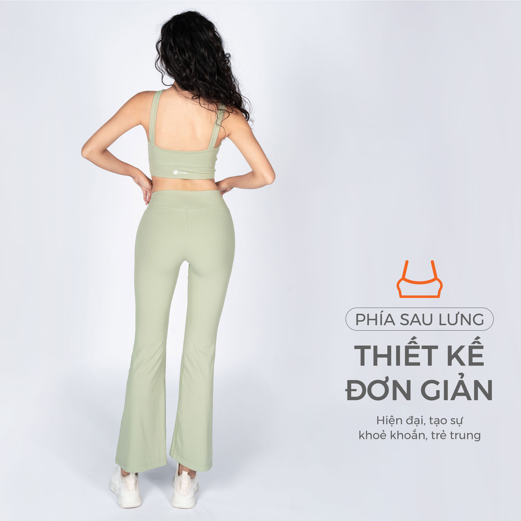 Mô tả Bộ Tập Yoga Nữ, Bộ Tập Gym Nữ LV24N01F503 Nữ Áo Croptop Kèm Đệm Rời & Quần Ống Loe Livan Sport, Set Tập Yoga Quần Dài - 2