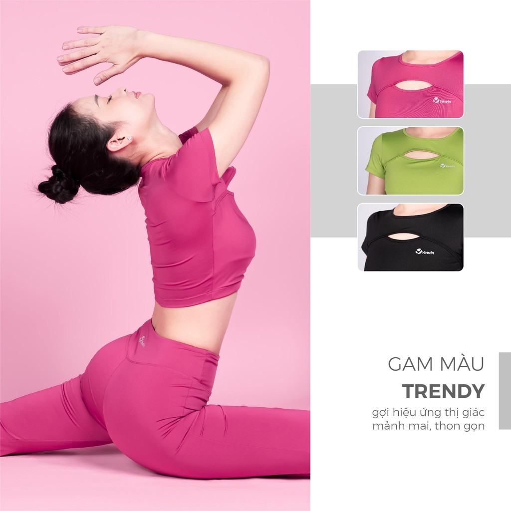 Mô tả Yowin Bộ Tập Yoga Gym Nữ YW24-N01-F503 Áo Croptop Kèm Đệm Rời & Quần Ống Loe Co Giãn - 5