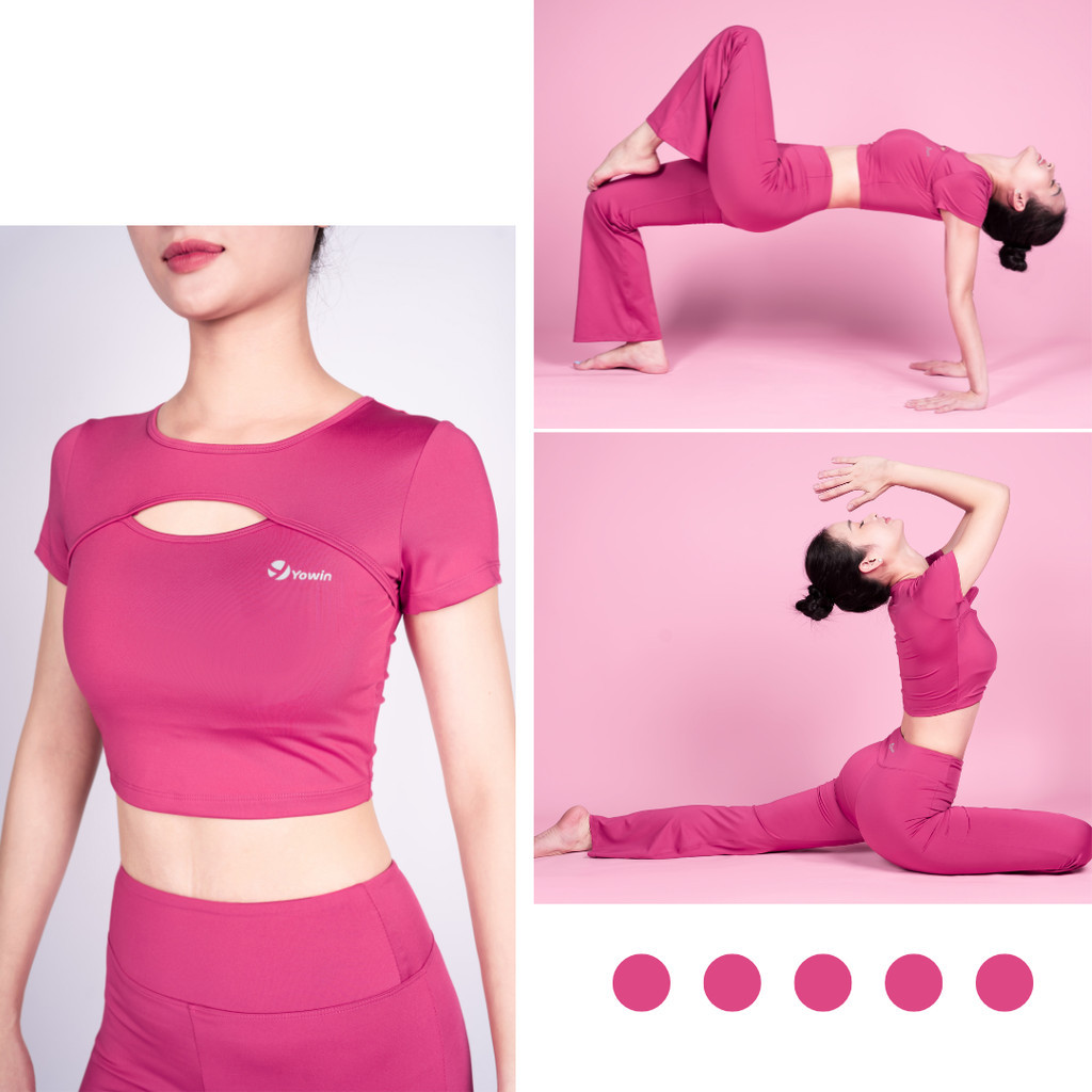 Mô tả Yowin Bộ Tập Yoga Gym Nữ YW24-N01-F503 Áo Croptop Kèm Đệm Rời & Quần Ống Loe Co Giãn - 7