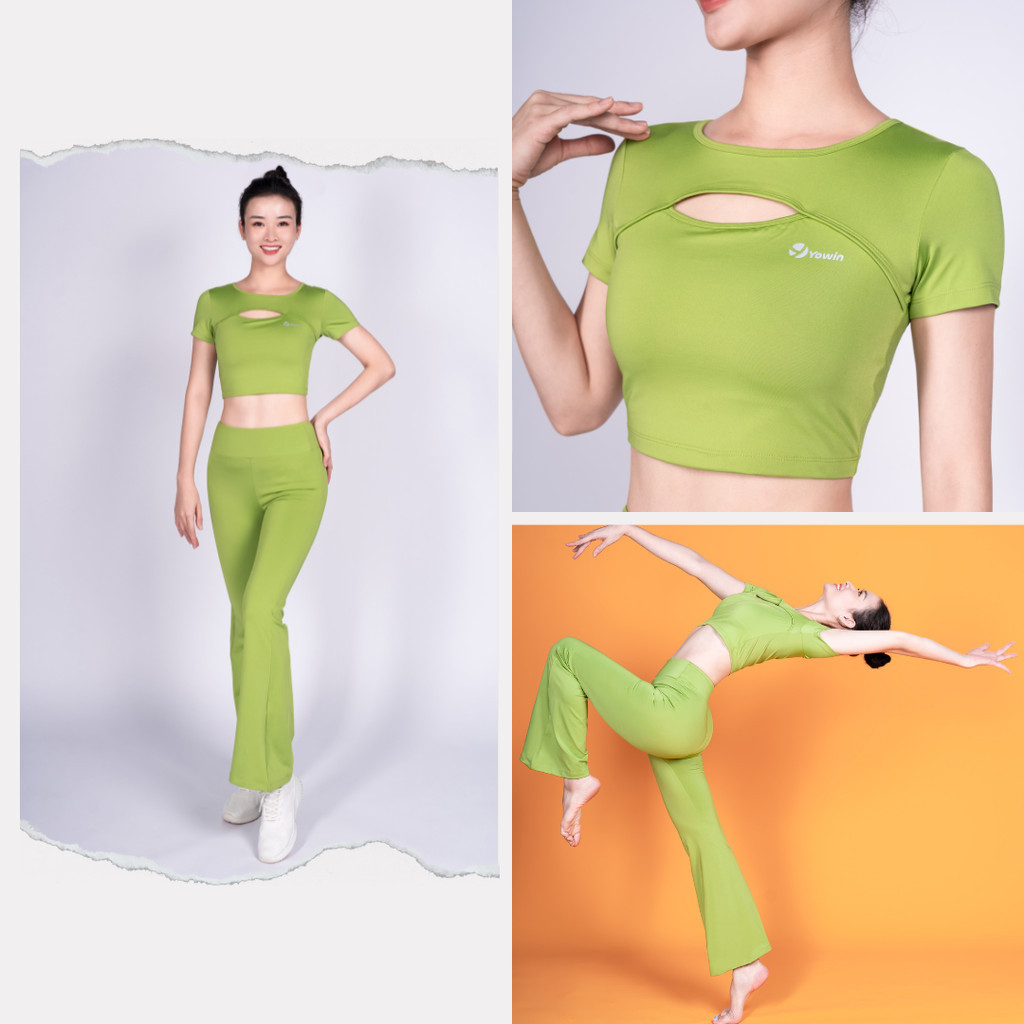 Mô tả Yowin Bộ Tập Yoga Gym Nữ YW24-N01-F503 Áo Croptop Kèm Đệm Rời & Quần Ống Loe Co Giãn - 9