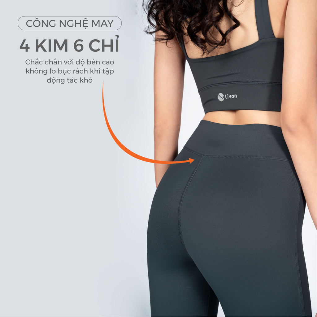 Mô tả Bộ Tập Yoga Nữ, Bộ Tập Gym Nữ LV24N01F503 Nữ Áo Croptop Kèm Đệm Rời & Quần Ống Loe Livan Sport, Set Tập Yoga Quần Dài - 9