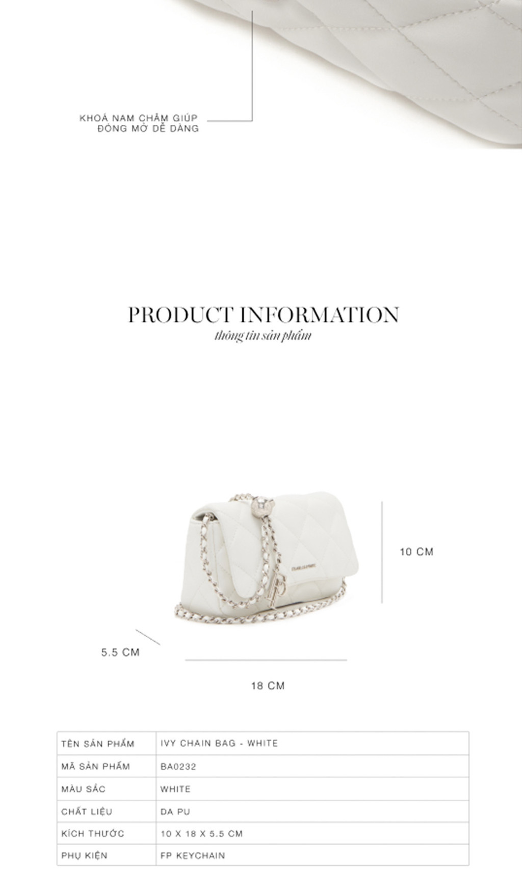 Mô tả Túi xách Floralpunk Ivy Chain Bag - White - 5