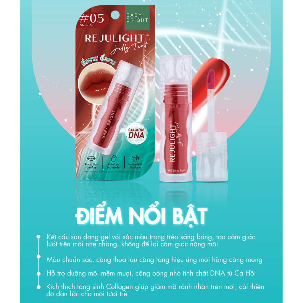 Mô tả Son Tint Bóng Baby Bright Rejulight Jelly Tint Giúp Đôi Môi Mềm Mượt, Căng Bóng 3g - 2