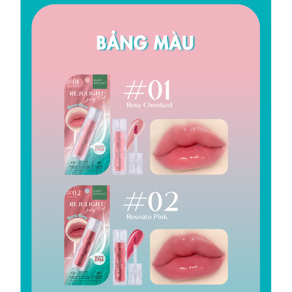 Mô tả Son Tint Bóng Baby Bright Rejulight Jelly Tint Giúp Đôi Môi Mềm Mượt, Căng Bóng 3g - 5