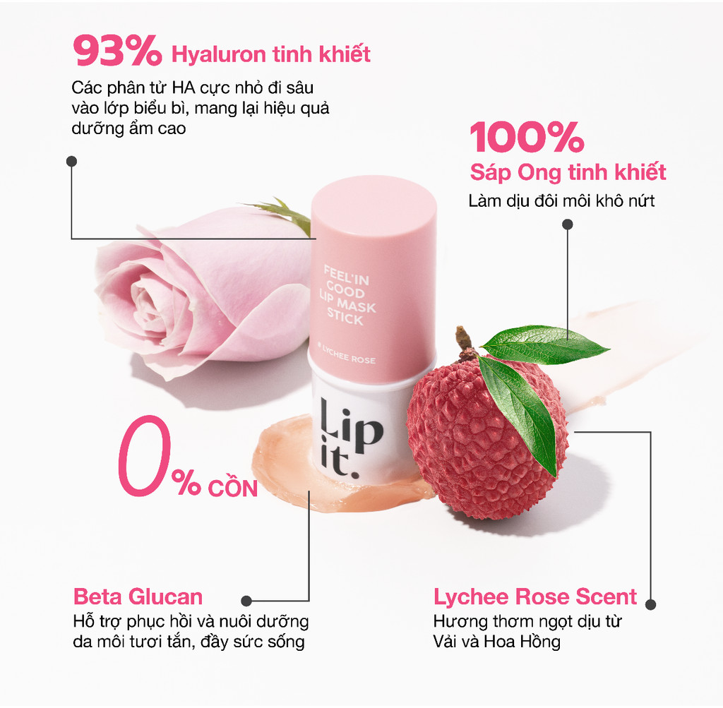 Mô tả Mặt Nạ Môi Dạng Thỏi LIP IT Feel'in Good Lip Mask Stick Hỗ Trợ Dưỡng Môi Sáng Màu, Mờ Thâm 5.5g - 5