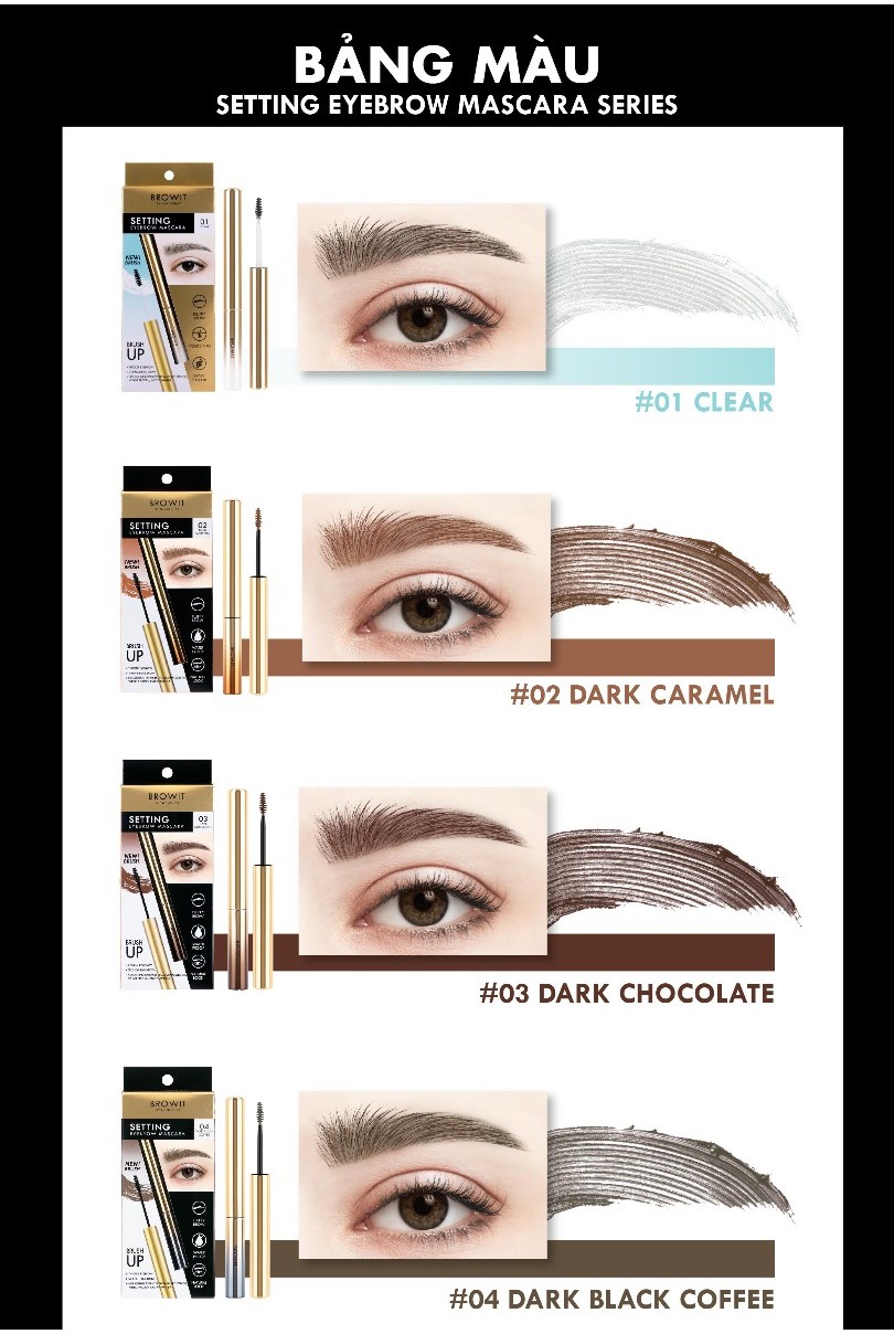 Mô tả Macara Định Hình Chân Mày Browit Setting EyeBrow Mascara #02 Dark Caramel 2g - 2