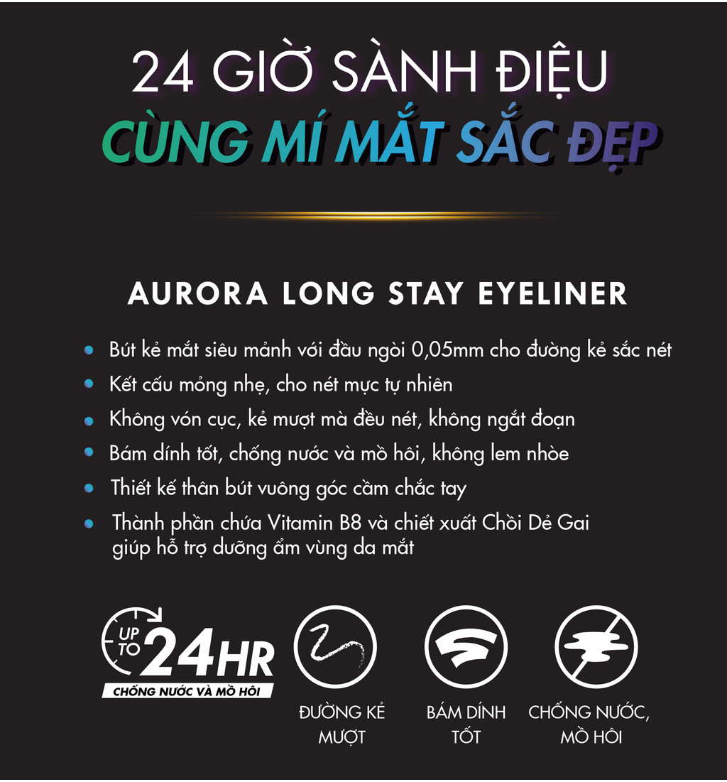 Mô tả Bút Kẻ Mắt Lâu Trôi Siêu Mảnh Browit Không Vón Cục Kẻ Đều Nét Aurora Long Stay Eyeliner 0.5g 2024 - 2