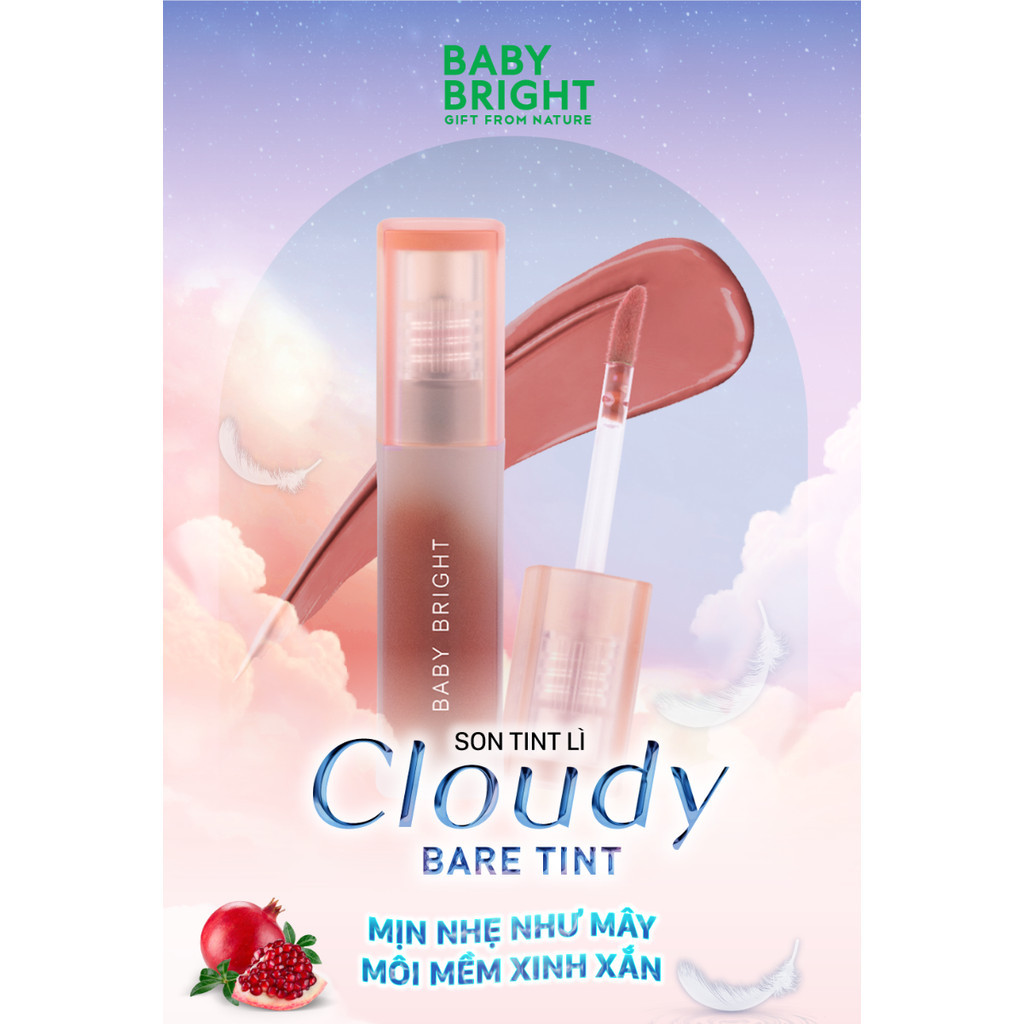 Mô tả Son Tint Lì Baby Bright Cloudy Bare Tint Siêu Nhẹ Môi, Dễ Tán Màu, Dưỡng Ẩm Môi 2.6G - 1