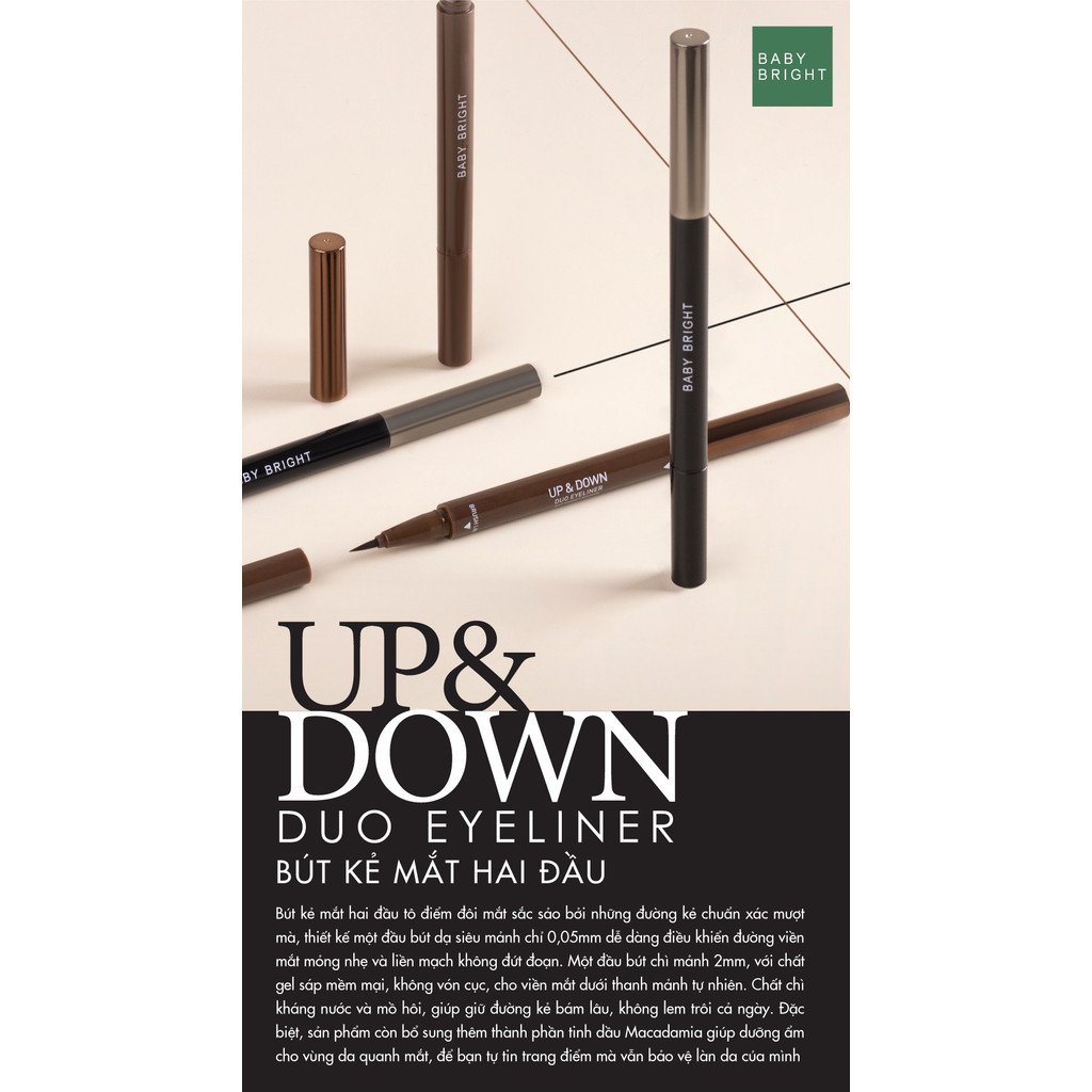 Mô tả Bút Kẻ Mắt 2 Đầu Siêu Mảnh Baby Bright Up And Down Duo Eyeliner 2 Colors 0.1g+0.35g - 1