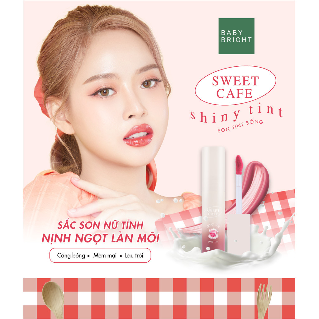 Mô tả Son Tint Bóng Baifern Căng Bóng Không Bết Dính Baby Bright Sweet Cafe Shiny Tint 6 Colors 2.8g - 1