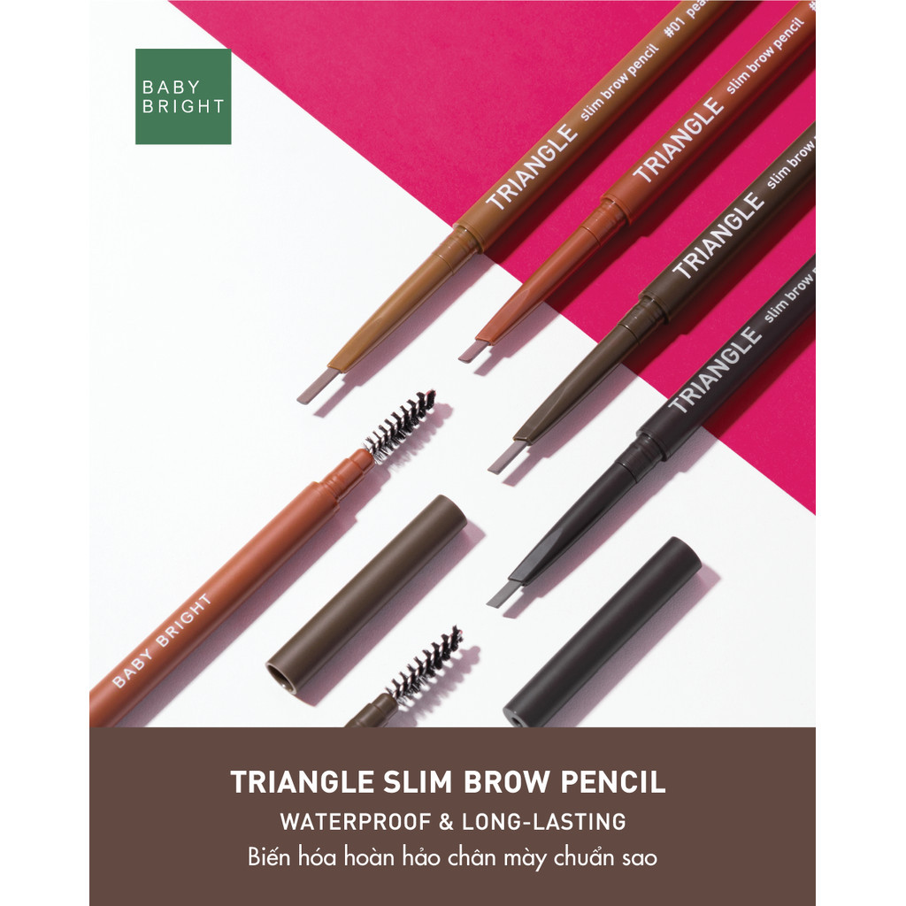 Mô tả Chì Kẻ Mày Tam Giác Chống Thấm Nước Baby Bright Triangle Slim Brow Pencil 4 Colors 0.7g - 1