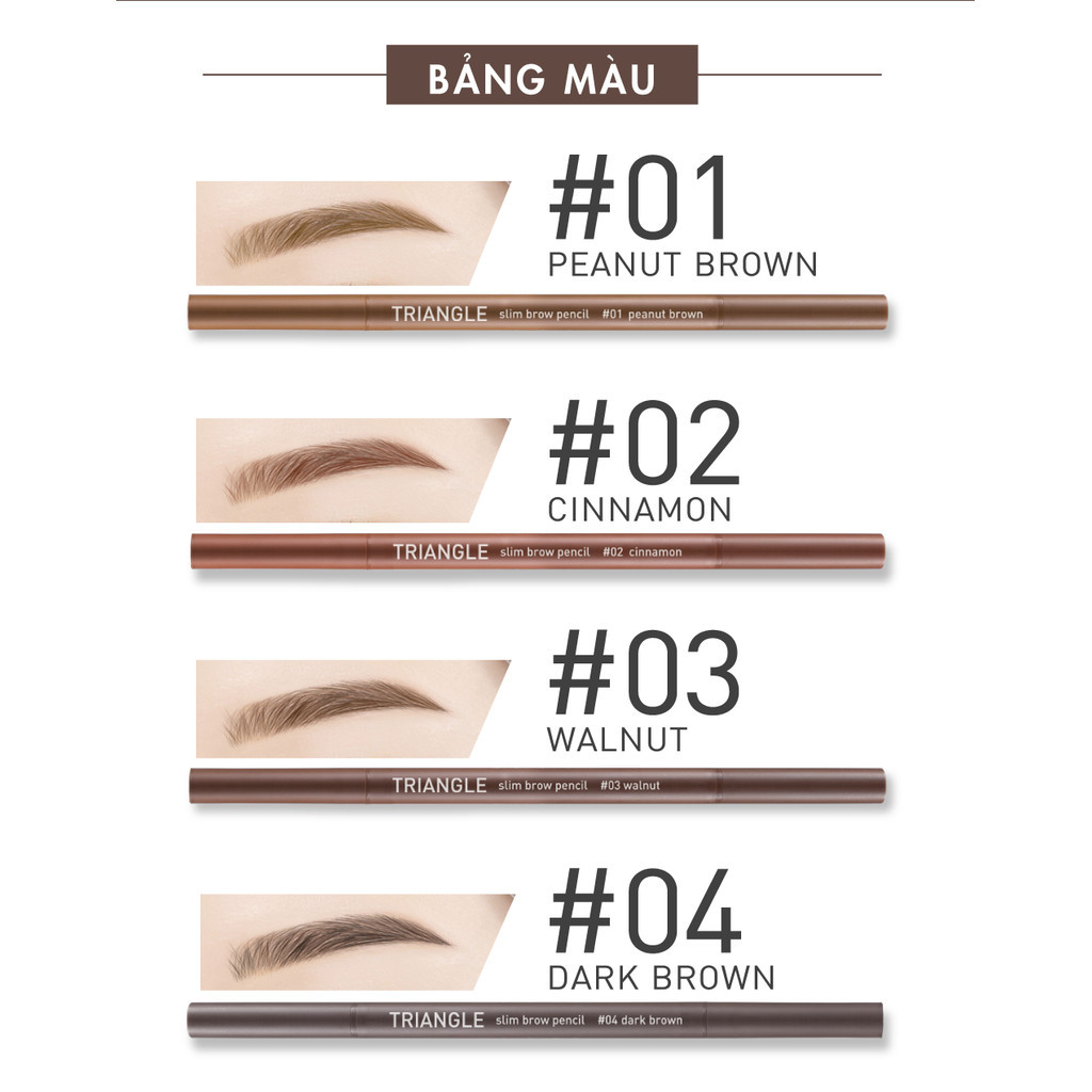 Mô tả Chì Kẻ Mày Tam Giác Chống Thấm Nước Baby Bright Triangle Slim Brow Pencil 4 Colors 0.7g - 3