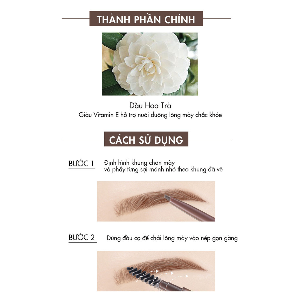 Mô tả Chì Kẻ Mày Tam Giác Chống Thấm Nước Baby Bright Triangle Slim Brow Pencil 4 Colors 0.7g - 4