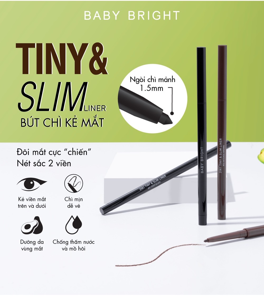 Mô tả Bút kẻ mắt 2 in 1 Baby Bright Tiny & Slim Liner 0.1g - 1