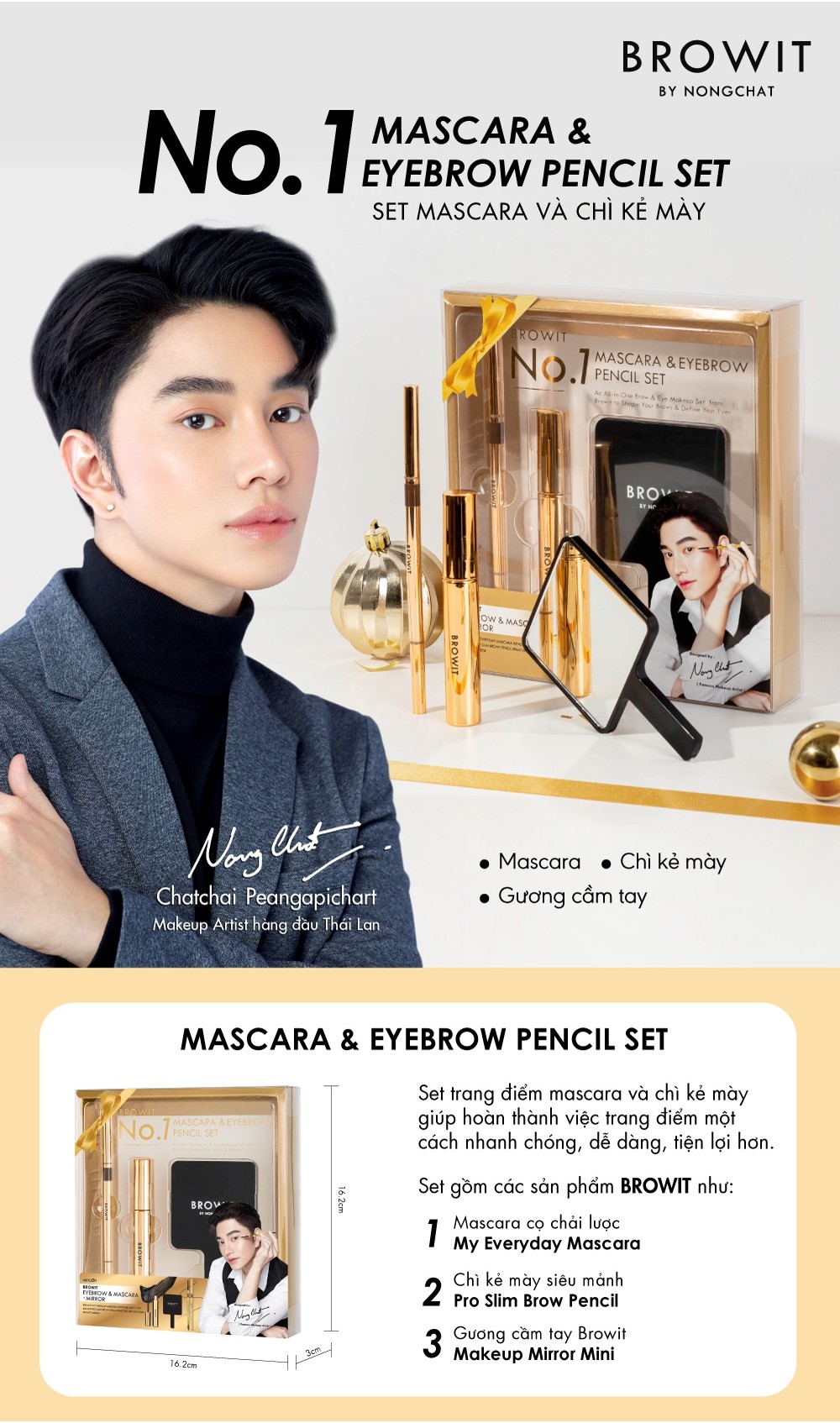 Mô tả Set Mascara My Everyday 5,5g Và Chì Kẻ Mày #Natural Brown 0,06g Kèm Gương BROWIT Sang Trọng - 2