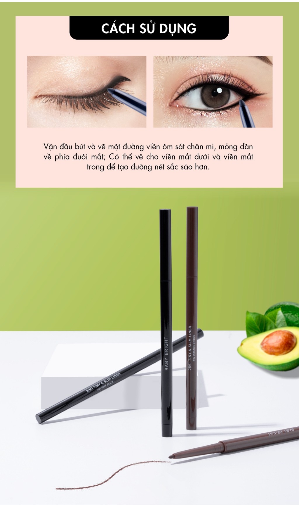 Mô tả Bút kẻ mắt 2 in 1 Baby Bright Tiny & Slim Liner 0.1g - 4